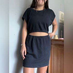 black dress with cutout in center